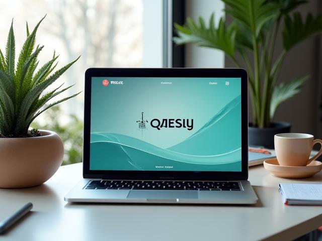 洗練されたテクノロジー企業のブランドロゴとウェブサイトUI